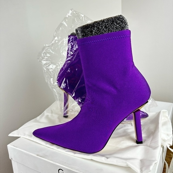 NIB- Good American Ankle Purple Stiletto Heeled Booties GA116SN-X Size 8.5 - Picture 2 of 6